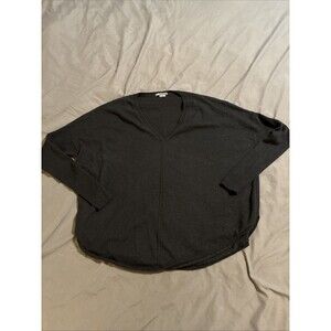 Vince Womens Deep V-neck Cashmere Sweater Black Long Sleeves Ribbed Hem Size Med